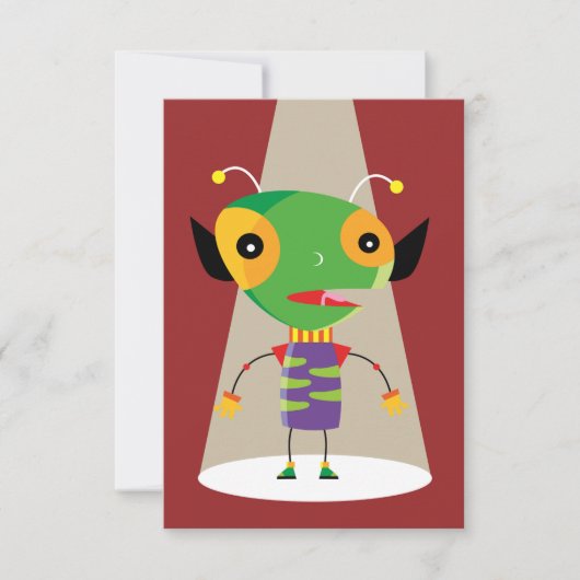 Farbenfrohe Alien Ant in Spotlight Quirky Einladung (Vorderseite)