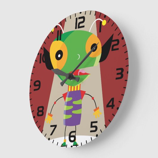 Farbenfrohe Alien Ant in Spotlight Quirky Große Wanduhr (Winkel)