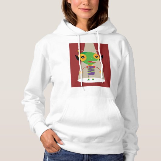 Farbenfrohe Alien Ant in Spotlight Quirky Hoodie (Vorderseite)