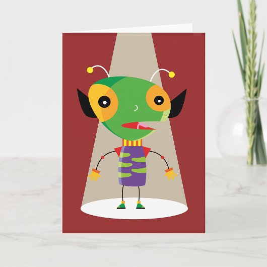 Farbenfrohe Alien Ant in Spotlight Quirky Karte
