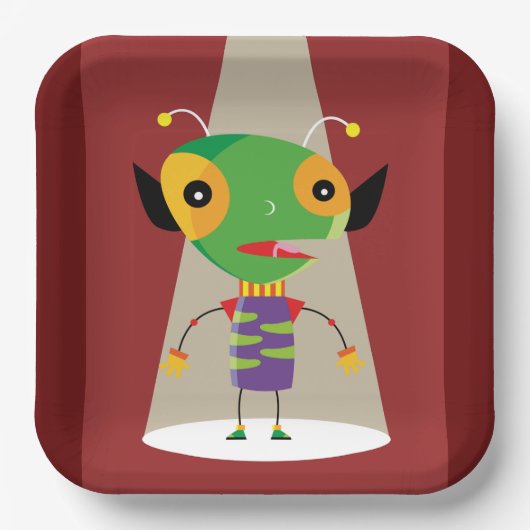 Farbenfrohe Alien Ant in Spotlight Quirky Pappteller (Vorderseite)