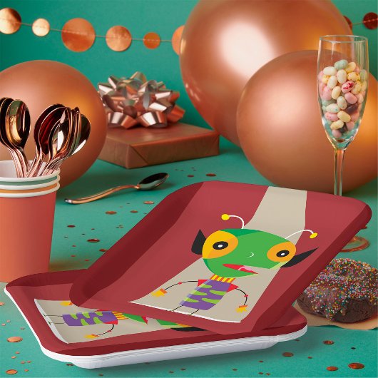 Farbenfrohe Alien Ant in Spotlight Quirky Pappteller