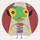 Farbenfrohe Alien Ant in Spotlight Quirky Runder Aufkleber (Vorderseite)