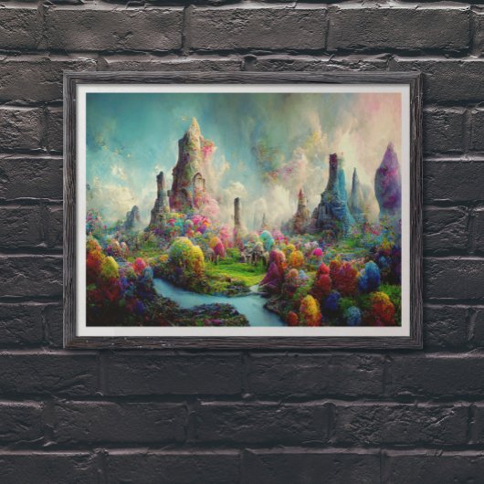 Farbenfrohe Alien Fantasy Nature Landschaft Poster