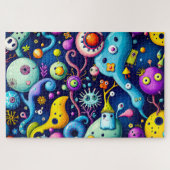Farbenfrohe Alien Monster Party Design Puzzle (Horizontal)