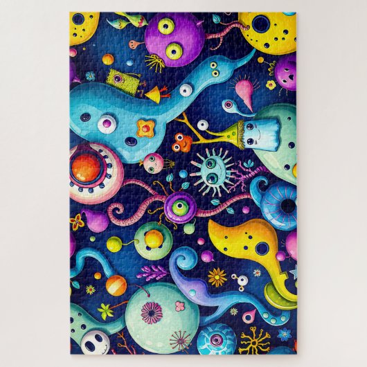 Farbenfrohe Alien Monster Party Design Puzzle (Vertikal)