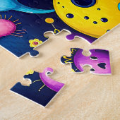 Farbenfrohe Alien Monster Party Design Puzzle (Seite)