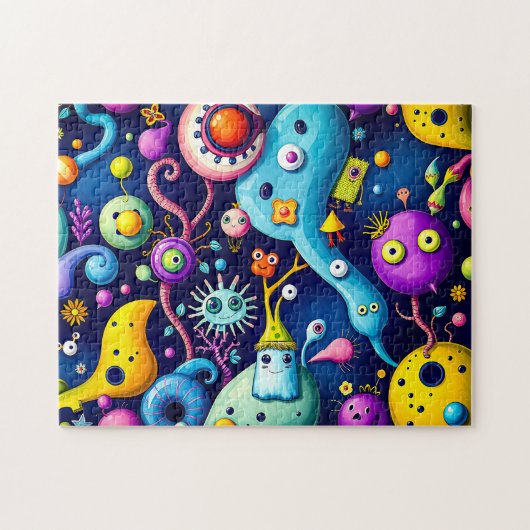 Farbenfrohe Alien Monster Party Design Puzzle (Horizontal)