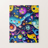 Farbenfrohe Alien Monster Party Design Puzzle (Vertikal)