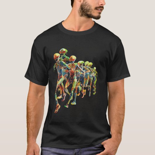 Farbenfrohe Alien Runner Sci-Fi Apparel T-Shirt (Vorderseite)