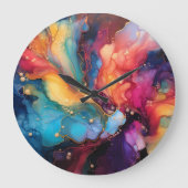 Farbenfrohe alkoholfreie Kunst Große Wanduhr (Vorderseite)