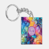 Farbenfrohe Alkoholtupfer Kunstflüssigkeitslackier Schlüsselanhänger (Vorderseite links)