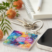 Farbenfrohe Alkoholtupfer Kunstflüssigkeitslackier Schlüsselanhänger (Vorderseite rechts)