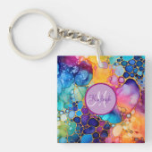 Farbenfrohe Alkoholtupfer Kunstflüssigkeitslackier Schlüsselanhänger (Vorderseite)
