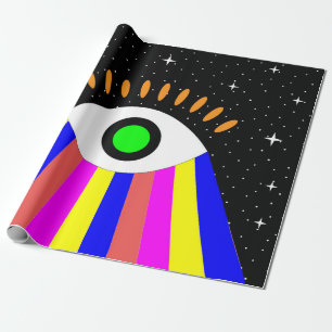 Farbenfrohe alles Auge flaches Design mit Sternen Geschenkpapier