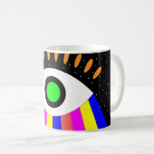 Farbenfrohe alles Auge flaches Design mit Sternen Kaffeetasse (VorderseiteRechts)