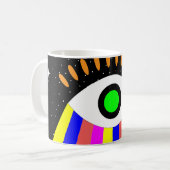 Farbenfrohe alles Auge flaches Design mit Sternen Kaffeetasse (Vorderseite Links)