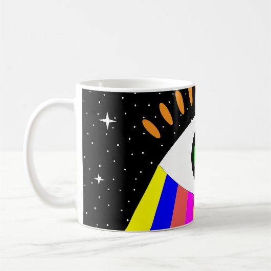 Farbenfrohe alles Auge flaches Design mit Sternen Kaffeetasse (Links)