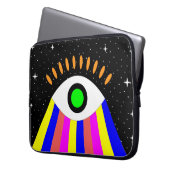 Farbenfrohe alles Auge flaches Design mit Sternen Laptopschutzhülle (Vorderseite Links)