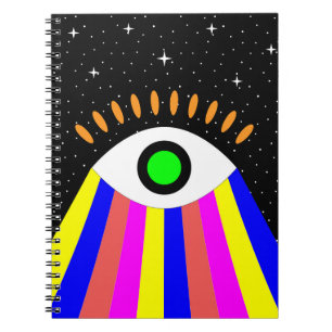 Farbenfrohe alles Auge flaches Design mit Sternen  Notizblock
