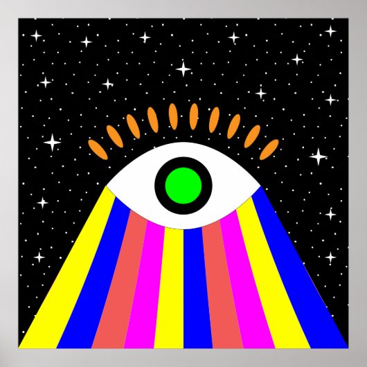 Farbenfrohe alles Auge flaches Design mit Sternen Poster (Vorne)