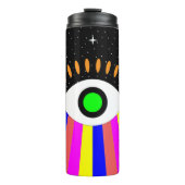 Farbenfrohe alles Auge flaches Design mit Sternen  Thermosbecher (Vorderseite)