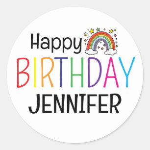Farbenfrohe Alles Gute zum Geburtstag Regenbogen P Runder Aufkleber