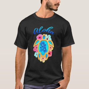 Farbenfrohe Aloha Hawaii Urlaub Meeresschildkröte T-Shirt