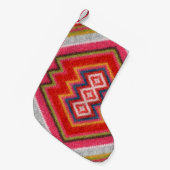 Farbenfrohe alpaca mohaar Pullover Ornament Nähe. Kleiner Weihnachtsstrumpf (Vorderansicht (hängend))