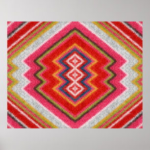 Farbenfrohe alpaca mohaar Pullover Ornament Nähe. Poster