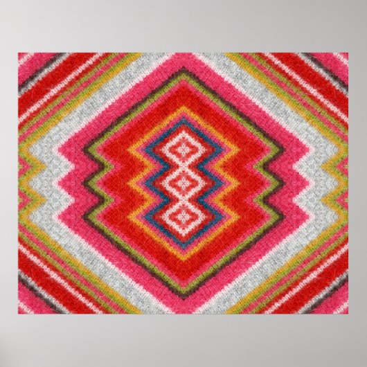 Farbenfrohe alpaca mohaar Pullover Ornament Nähe. Poster (Vorne)