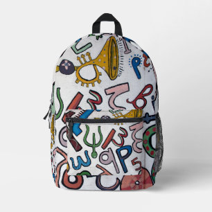 Farbenfrohe Alphabet Bedruckter Rucksack