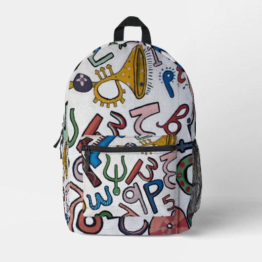 Farbenfrohe Alphabet Bedruckter Rucksack (Vorderseite)