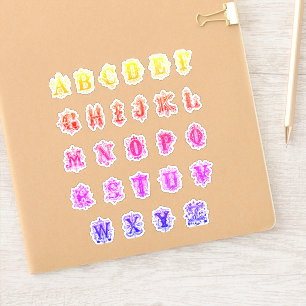 Farbenfrohe Alphabet Blockschrift Blatt/26 Ausschn Aufkleber