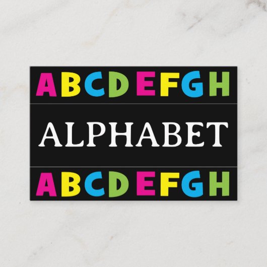 Farbenfrohe Alphabet Briefe Lehrer Visitenkarte (Vorderseite)