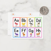 Farbenfrohe Alphabet Flash Cards für neugierige kl Mitteilungskarte (Vorderseite/Rückseite Beispiel)