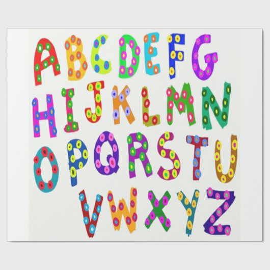 Farbenfrohe Alphabet Geschenkpapier (Flach)