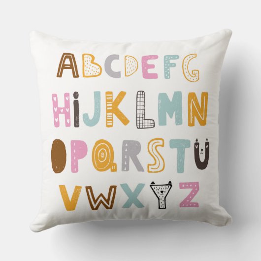 Farbenfrohe Alphabet Letters Pillow, ABC Kissen (Rückseite)