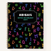Farbenfrohe Alphabet Muster zurück zur Schule Notizblock (Vorderseite)