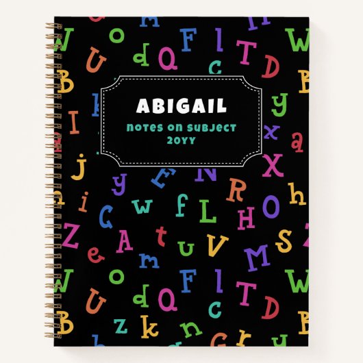 Farbenfrohe Alphabet Muster zurück zur Schule Notizblock (Vorderseite)