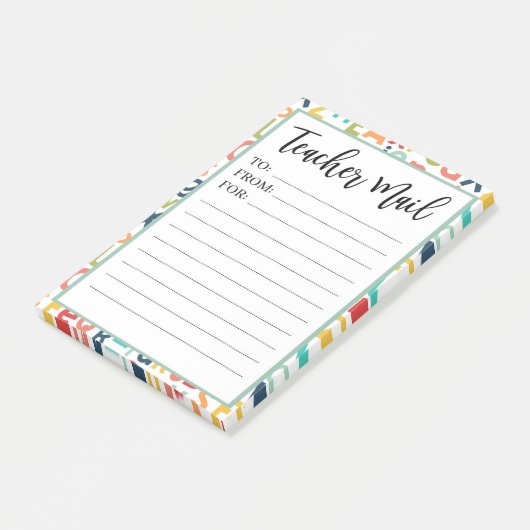 Farbenfrohe Alphabet-Note vom Lehrer Post-it Klebezettel (angewinkelt)