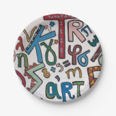 Farbenfrohe Alphabet Pappteller (Vorderseite)