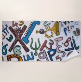 Farbenfrohe Alphabet Strandtuch (Vorderseite)