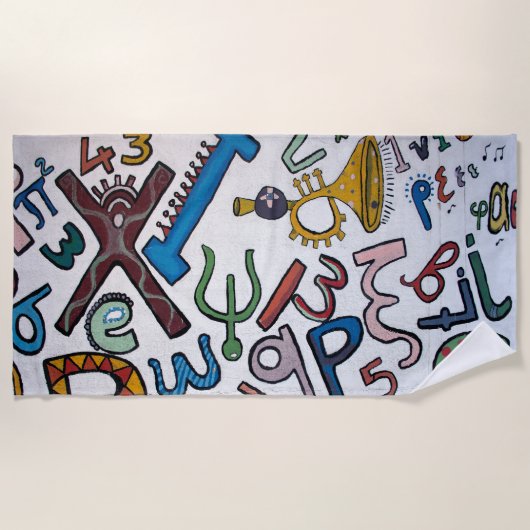 Farbenfrohe Alphabet Strandtuch (Vorderseite)