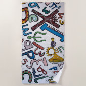 Farbenfrohe Alphabet Strandtuch (Vorderseite)