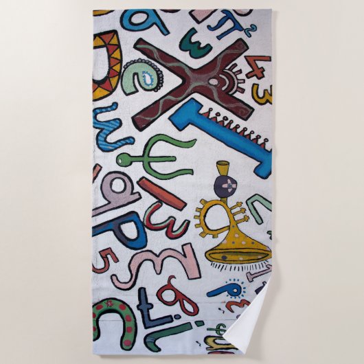 Farbenfrohe Alphabet Strandtuch (Vorderseite)