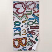Farbenfrohe Alphabet Strandtuch (Vorderseite)