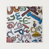 Farbenfrohe Alphabet-Tapisserie Wandteppich (Vorderseite (Horizontal))