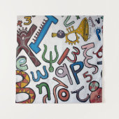 Farbenfrohe Alphabet-Tapisserie Wandteppich (Vorderseite)