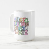 Farbenfrohe Alphabet Tasse (Vorderseite Links)